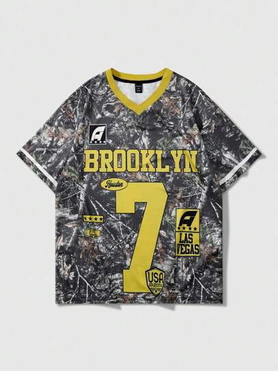 Street Life Herren Basketball Kurzarm Fußballtrikot-Stil T-Shirt, geeignet für den täglichen Gebrauch im Frühling und Sommer