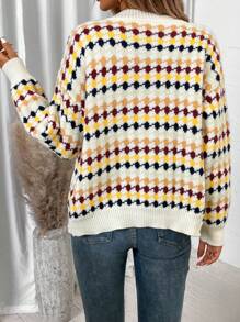SHEIN LUNE Women's Colorful Minimalist Daily Buttoned Long Sleeve Cardigan - Multicolor - View 2