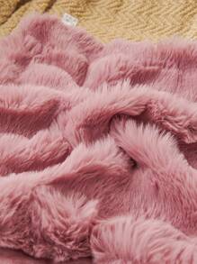 1个浅粉色仿毛皮装饰抱枕套（不含枕芯），现代法兰绒绒面抱枕套，拉链封口，适用于家居、沙发、客厅 - 藕粉色 - 查看 5