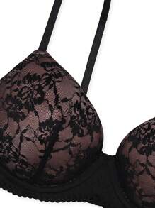 DesireSculpt Damen-Einfarbig-Spitzen-Patchwork-BH