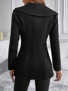 Chiquease Ladies' Solid Color Simple Daily Wear Long Sleeve Woolen Coat Fall Cloth For Women - Black - View 2