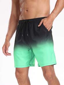 Quần bơi boxer chống ngượng ngùng in 3D thiết kế mới mùa hè khô nhanh có lớp lót lụa sữa dành cho nam, thích hợp đi suối nước nóng và bãi biển - Màu xanh Bạc hà - Xem 4