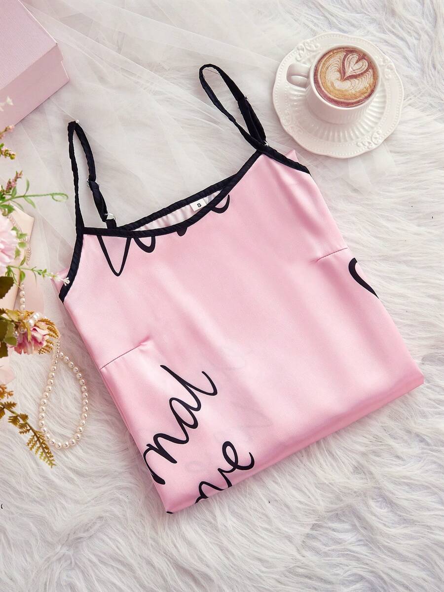 Robe camisole à volants avec imprimé floral satinée bicolore sexy et douce pour femme - Rose bonbon - Voir 1