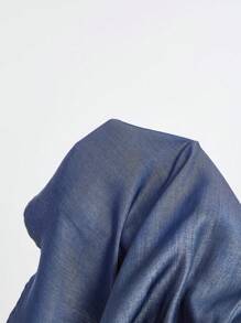 SHEIN MOD 蓝色牛仔效果复古可爱蝴蝶结女装返校服复古风格休闲女装教师衬衫返校节礼服 - 深灰色 - 查看 5