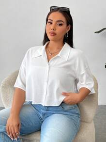 Comfortcana Plus Size Women's Short White Shirt