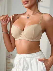 SHEIN Bộ Áo Ngực Nữ Màu Be Thường Ngày, Thoải Mái, Tối Giản, Nhẹ (3 Chiếc) - Nhiều màu - Xem 1