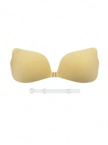 Women Invisible Adhesive Bra, Front Closure Sticky Bra - Apricot - View 1