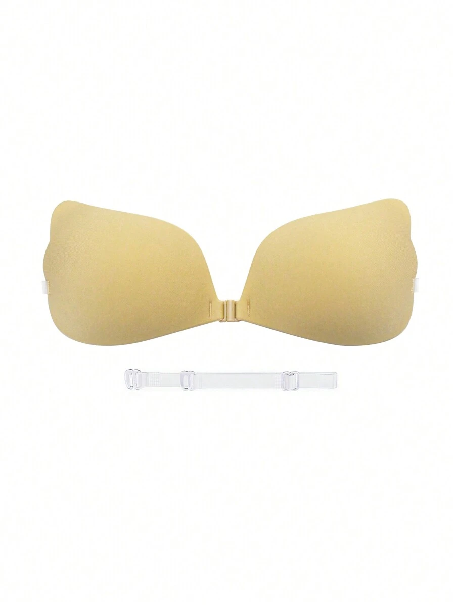 Women Invisible Adhesive Bra, Front Closure Sticky Bra - Apricot - View 1