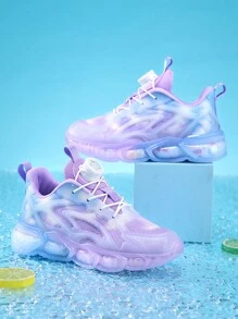 兒童運動鞋，透氣網眼布，發光效果，防滑，輕質鞋底，男孩酷跑鞋和女孩時尚網眼休閒鞋 - 紫色 - 查看 3