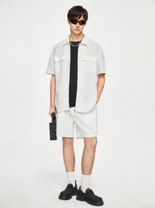 Chillumni Men's Plain & Simple Daily Pocket Shirt Set