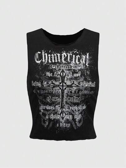 Grunge Punk Top corto de tirantes para mujer de dos caras con alas cruzadas y pedrería Y2K Hot Girl