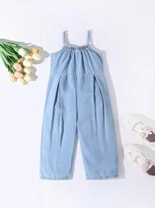 Baby Girls' Casual Cute Denim Overalls - Light Wash - View 2