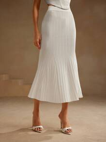 Anewsta Women Elegant Solid Color Mermaid Hem Sweater Dress, Spring/Summer