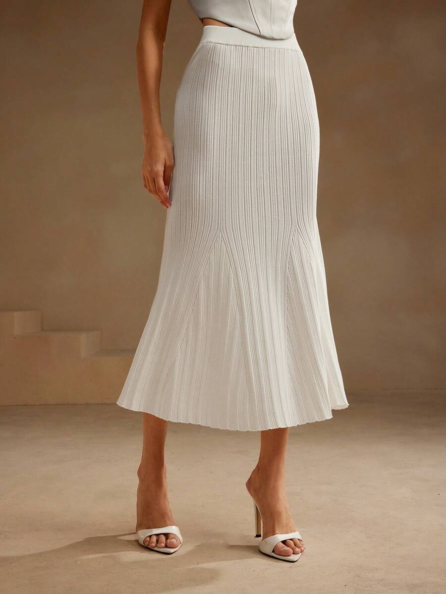 Anewsta Women Elegant Solid Color Mermaid Hem Sweater Dress, Spring/Summer