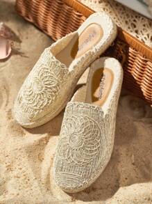 Styleloop 平底绣花绳圆头休闲沙滩凉鞋万圣节圣诞节
