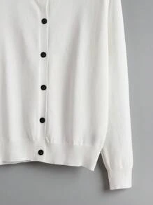 EMERY ROSE Áo cardigan dài tay màu trơn thường ngày rộng rãi dành cho nữ cho mùa thu đông - trắng - Xem 4