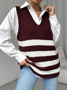 Chiquease Striped & Printed Women's Sweater Vest - Multicolor - View 1