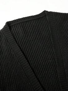 Men's Solid Color Minimalist Casual Long Sleeve Sweater - Black - View 6