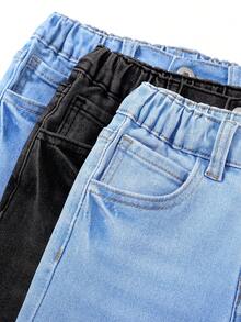 Bộ Quần Short Denim Co Giãn Màu Trơn Cho Bé Trai Có Túi - Nhiều màu - Xem 4