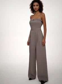 Forever 21 Fall & Winter Women's  Business  Casual Wide Leg Women  Jumpsuit Office Wear/Going Out Overalls Outfits - Grey - View 5