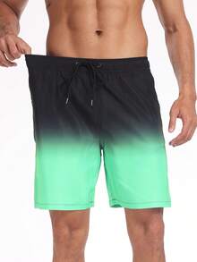 Quần bơi boxer chống ngượng ngùng in 3D thiết kế mới mùa hè khô nhanh có lớp lót lụa sữa dành cho nam, thích hợp đi suối nước nóng và bãi biển - Màu xanh Bạc hà - Xem 5