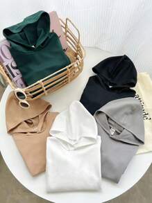 SHEIN Leap Crew Bộ 5 áo nỉ trơn màu, thoải mái, thích hợp cho bé trai mặc hàng ngày, chơi thể thao, đi học và đi nghỉ mát. Hoàn hảo cho mùa xuân, mùa thu và mùa đông. - Nhiều màu - Xem 6