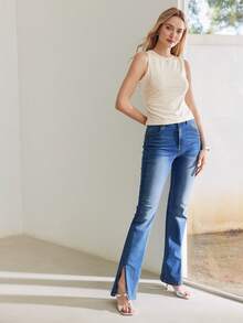 MOTF PREMIUM TOP DE TANQUE AJUSTADO CON LADO FRUNCIDO DE PEDRERÍA - Blanco - Ver 6