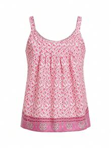 SHEIN Frenchy 小花印花背心上衣，夏季上衣，度假服裝 Bridgerton - 粉色 - 查看 2