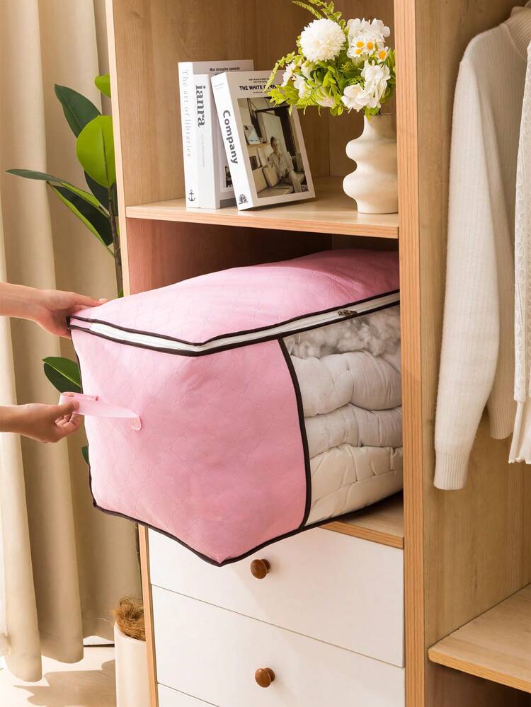 1Pc Large Capacity Storage Bag,Non-Woven Quilt Storage Bag, Quilt Travel Moving Storage Packing Bag, Clothes Luggage Storage Bag, For Seasonal Storage And Organization Decorations Autumn Decor Festival Decor Room Decor Home Decor Fall Decor Bedroom Decor Christmas For Holiday Gift Giving