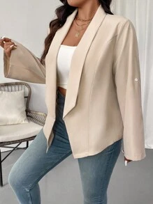 Calvaya Bộ đồ hàng ngày đơn giản màu trơn dành cho nữ cỡ lớn - Màu Khaki - Xem 7