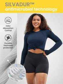 GLOWMODE Seamless Slimfit Long Sleeve Top Hip Length Antibacterial Lightweight Summer Gym
