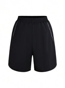 Teen Boys' Athletic Black Sleeveless Vest And Shorts Set With Fashionable & Cool Printed Patterns For Basketball, Soccer, Running, Cycling, Hiking And Fitness - Black - View 7