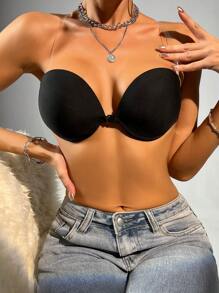 Women's Black Strapless Push Up Bra With Clear Back For Casual Style - Black - View 5