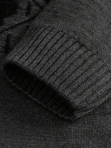 RueChic Men Geometrical Knit Regular Sweater - Dark Grey - View 6