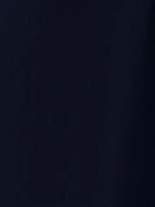 Flirla Đầm không tay quấn cổ chéo màu trơn cỡ lớn - Màu xanh hải quân - Xem 5