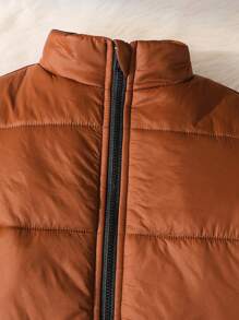 SHEIN 男寶寶女寶寶日常休閒保暖滑雪服厚領適合秋冬玩雪 - 咖啡棕 - 查看 6