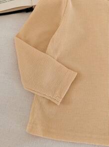 SHEIN Babygirl Basic Simple Solid Color Stretchy Long Sleeve Top, Autumn & Winter, Multi-Pack - Black - View 3