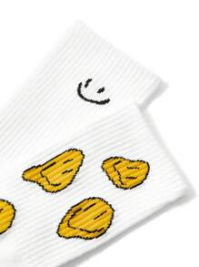 Alice Artist Dark 2 双 Kawaii 可爱脸图案中筒袜，节日 - 白色 - 查看 3