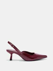 CUCCOO BIZCHIC Fashion Pointed Toe Buckle Kitten Heel Shoes BURGUNDY Heels Spring Shoes Spring Break Easter