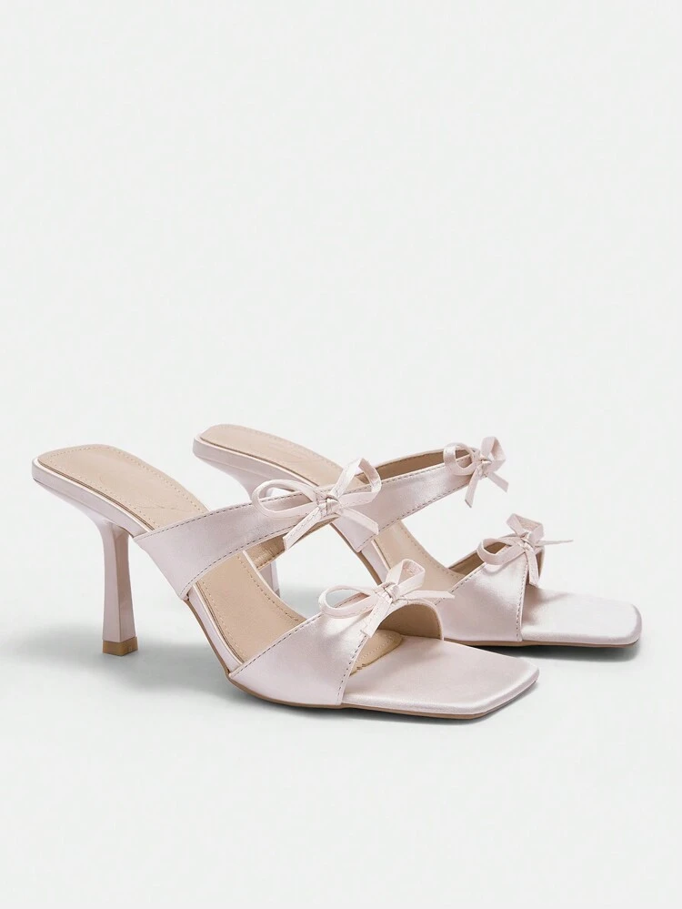 CUCCOO HITCHD Sandalias de tacón alto y elegantes para mujer con punta, tacones finos, elegantes y con pequeños lazos, adecuados para fiestas y eventos nocturnos