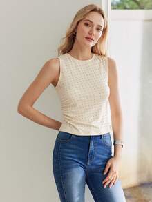 MOTF PREMIUM TOP DE TANQUE AJUSTADO CON LADO FRUNCIDO DE PEDRERÍA - Blanco - Ver 7