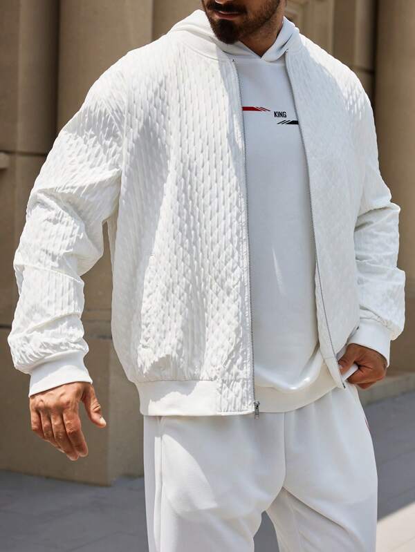 Manfinity RelaxMax Chaqueta casual con cremallera de unicolor y mangas largas para hombre