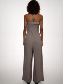 Forever 21 Fall & Winter Women's  Business  Casual Wide Leg Women  Jumpsuit Office Wear/Going Out Overalls Outfits - Grey - View 7
