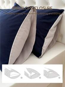 1pc Polyester Fiber Colorblock Envelope Pillowcase, No Insert Included, Bedroom Bedding, Dorm Decor. - Multicolor - View 6