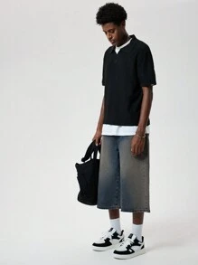 Forever 21 Men's Textured Knitted Polo In Black - Black - View 5