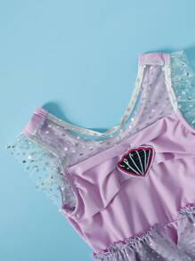 Young Girls' Sleeveless One-Piece Swimsuit - Mauve Purple - View 3