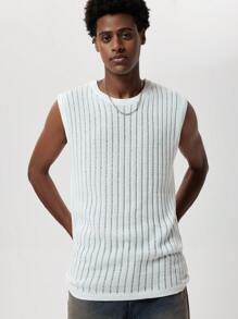 Forever 21 Men's Open Knit Lightweight Fluffy Sweater Vest In - White - View 3