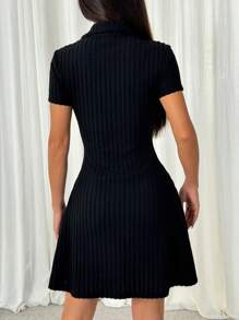 SHEIN EZwear 女士夏季休閒純色肋紋短款緊身連身裙