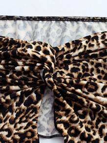 SHEIN Unity Women's Strapless Twist-Knot Backless Sexy Leopard/ Solid Color Simple & Fashionable Top (Multiple Colors) - Multicolor - View 4