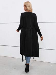 SHEIN Maternity Casual Long Sleeve Thin Loose Knit Cardigan & Jacket, Medium Length - Black - View 4